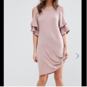 Miss Selfridge Cold shoulder, ruffle T-shirt dress
